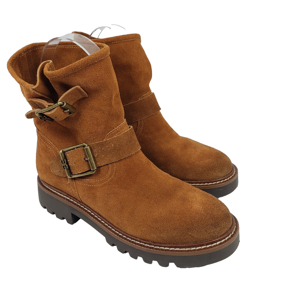Sam Edelman Kinsley Womens Size 5 Amber Brown Suede Casual Motorcycle Boots